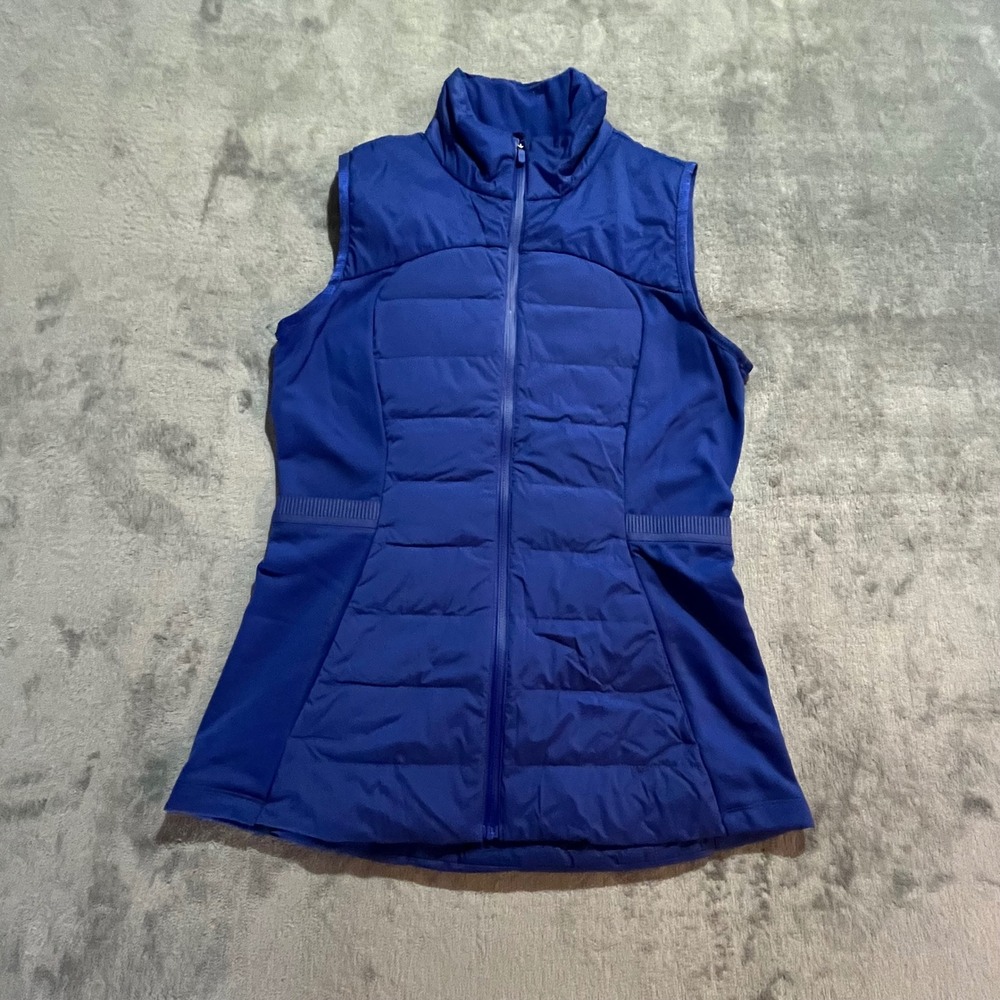 Lululemon Down For It All Vest Womens 4 Blue Puffer Running Quilted Down Gilet